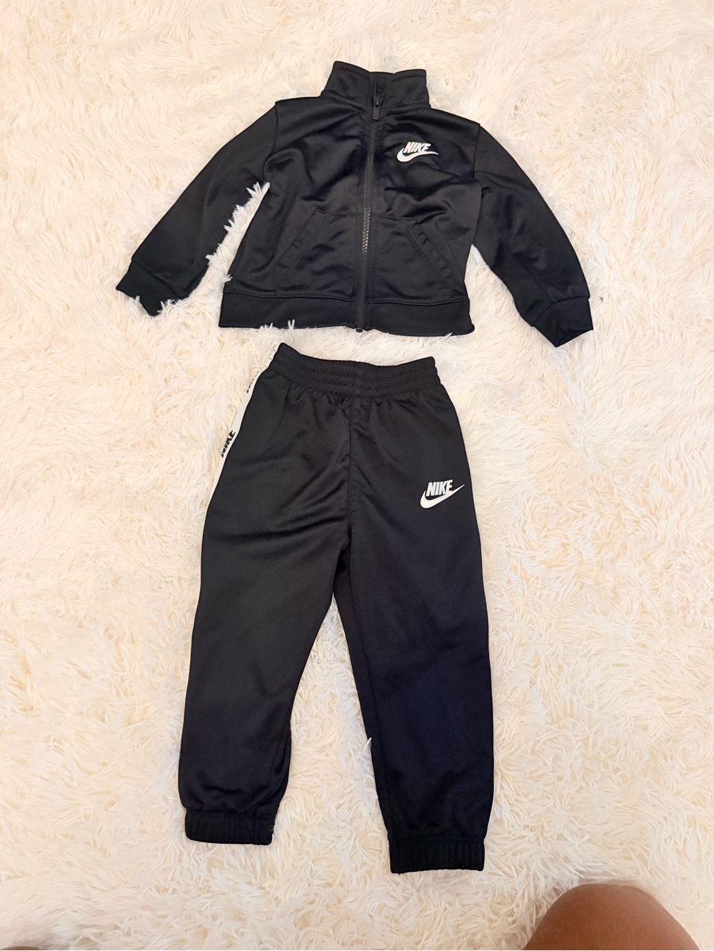 Nike Kids Black Sweatpants & Jacket Set with White Logos